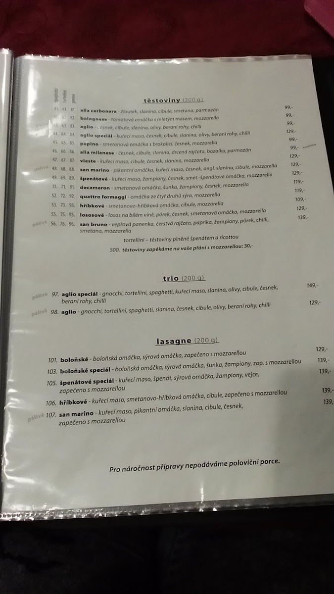 Menu Rozvoz Pizzy Plzen - Pizzerie San Marino-5